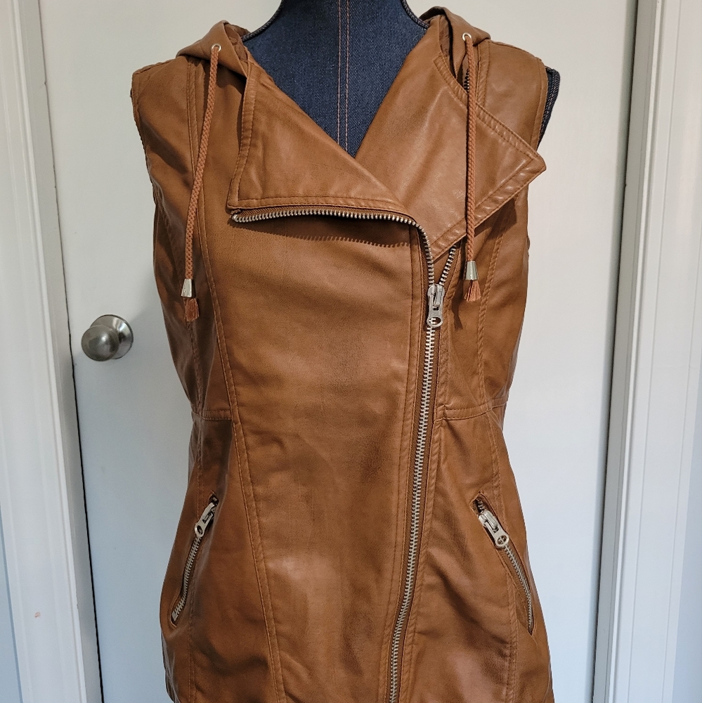 Beverly Hills Polo Club Leather Vest With Hood